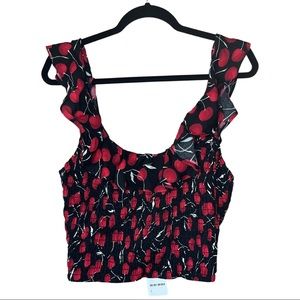 NWT Free People Sasha Smock Ruffle Sleeve Tank Top Size Large